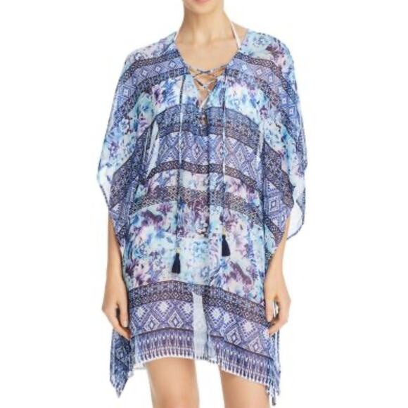 Tommy Bahama Aqua Petals Lace Up Tunic Swim Cover-Up Size L/XL - Picture 1 of 7